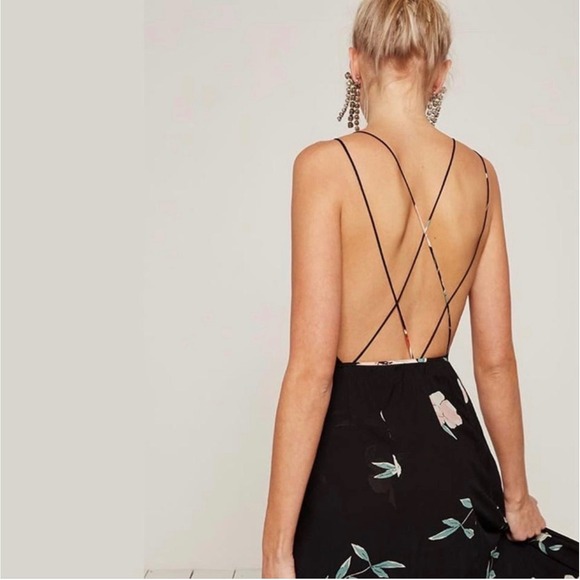 Reformation Tallulah Ornament Maxi Dress Black Floral | Open Back | Size 2 - Picture 11 of 11